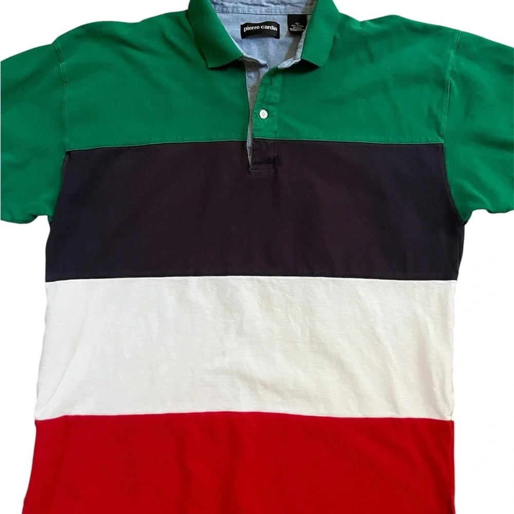 Pierre Cardin Men Large Colorblock Polo Shirt 100% cotton